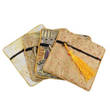 5Pcs Square Silk Jewelry Pouch Zipper Coins Tassel Party Favor Bag
