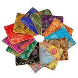 5Pcs Square Silk Jewelry Pouch Zipper Coins Tassel Party Favor Bag