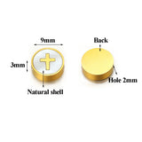5Pcs Stainless Steel 9mm Round Shell Charms Beads for DIY Jewelry Making