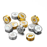 5Pcs Stainless Steel 9mm Round Shell Charms Beads for DIY Jewelry Making