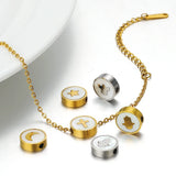 5Pcs Stainless Steel 9mm Round Shell Charms Beads for DIY Jewelry Making