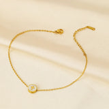 5Pcs Stainless Steel 9mm Round Shell Charms Beads for DIY Jewelry Making