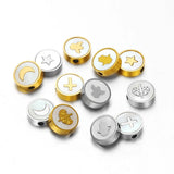 5Pcs Stainless Steel 9mm Round Shell Charms Beads for DIY Jewelry Making