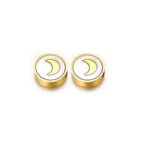 5Pcs Stainless Steel 9mm Round Shell Charms Beads for DIY Jewelry Making