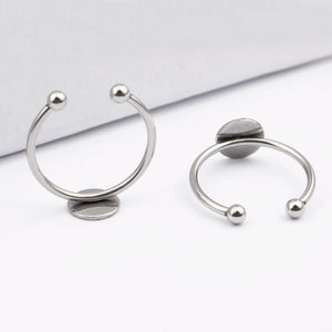 5Pcs Stainless Steel Adjustable Ring Base Blanks 8mm Circle Pad Bezels