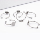 5Pcs Stainless Steel Adjustable Ring Base Blanks 8mm Circle Pad Bezels