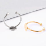5Pcs Stainless Steel Adjustable Ring Base Blanks 8mm Circle Pad Bezels