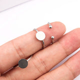 5Pcs Stainless Steel Adjustable Ring Base Blanks 8mm Circle Pad Bezels