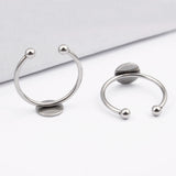5Pcs Stainless Steel Adjustable Ring Base Blanks 8mm Circle Pad Bezels