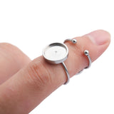 5Pcs Stainless Steel Adjustable Ring Blank Bezel Cup Settings Rings Base