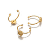 5Pcs Stainless Steel Adjustable Ring Blank Bezel Cup Settings Rings Base
