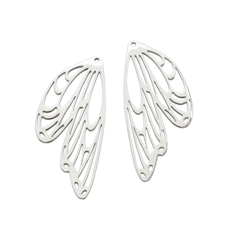 5Pcs Stainless Steel Butterfly Wings Charms Metal Cutting Pendants