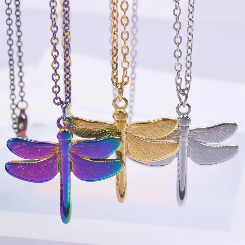 5Pcs Dragonfly Charms Stainless Steel Colorful Pendant for DIY Jewelry Making