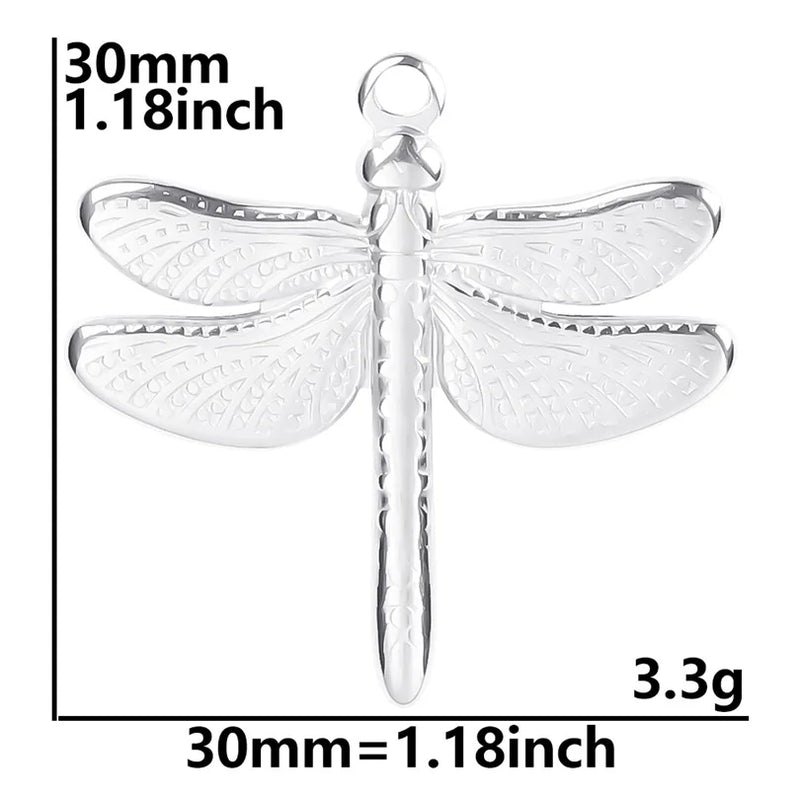 5Pcs Dragonfly Charms Stainless Steel Colorful Pendant for DIY Jewelry Making