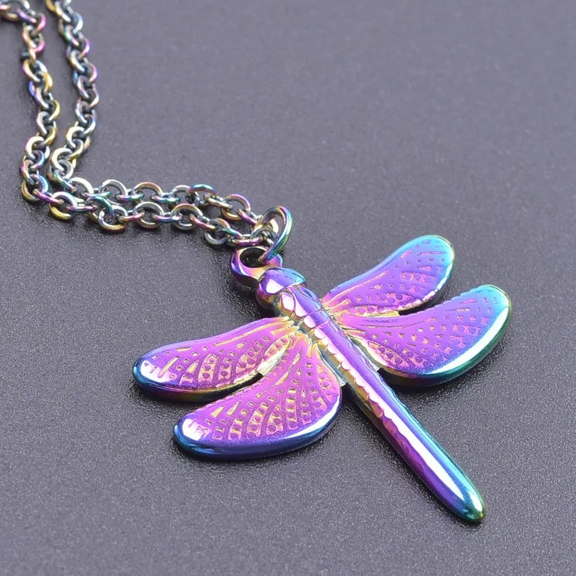 5Pcs Dragonfly Charms Stainless Steel Colorful Pendant for DIY Jewelry Making