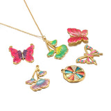5Pcs Stainless Steel Enamel Butterfly Charms Double Hole Pendant