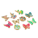 5Pcs Stainless Steel Enamel Butterfly Charms Double Hole Pendant