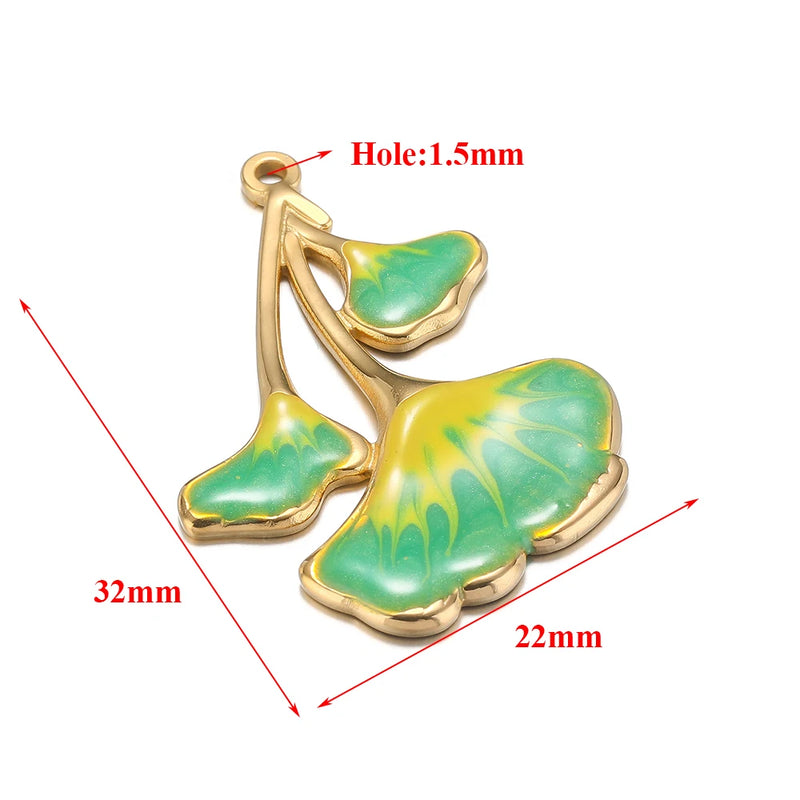 5Pcs Stainless Steel Enamel Butterfly Charms Double Hole Pendant