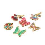 5Pcs Stainless Steel Enamel Butterfly Charms Double Hole Pendant