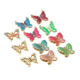 5Pcs Stainless Steel Enamel Butterfly Charms Double Hole Pendant