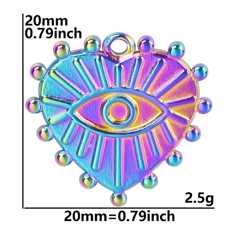 5Pcs Stainless Steel Evil Eye Charms Third Eye Sun Pendant