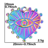 5Pcs Stainless Steel Evil Eye Charms Third Eye Sun Pendant
