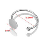 5Pcs Stainless Steel Adjustable Flat Circle Pad Bezel Ring Base 8MM Round Blanks