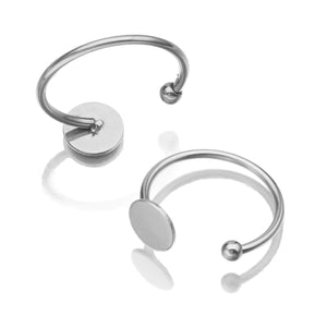 5Pcs Stainless Steel Adjustable Flat Circle Pad Bezel Ring Base 8MM Round Blanks