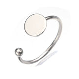 5Pcs Stainless Steel Adjustable Flat Circle Pad Bezel Ring Base 8MM Round Blanks