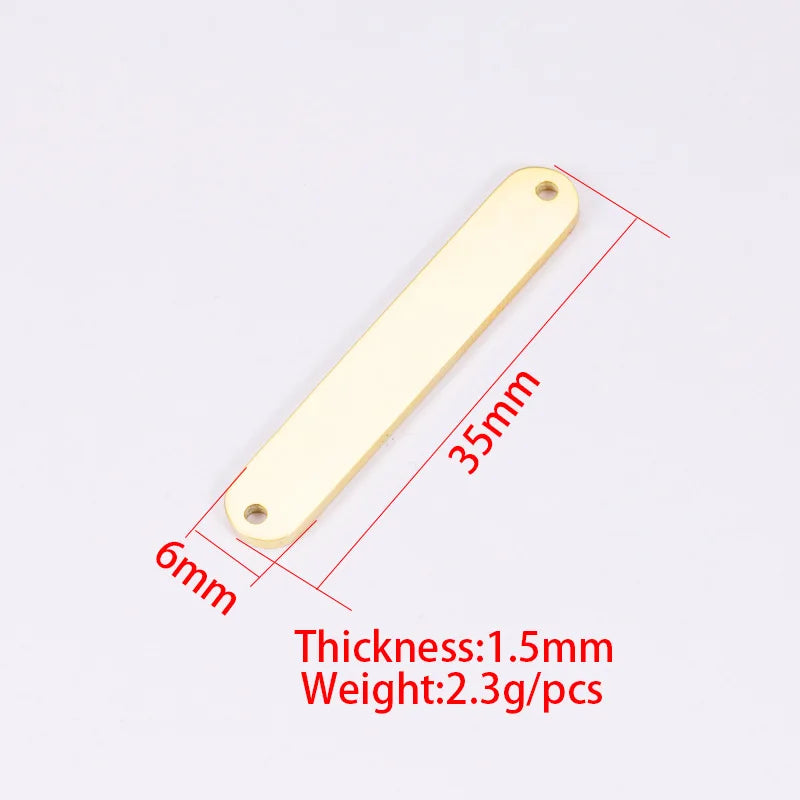 5Pcs Stainless Steel Plated Oval Rectangle Stampings 6x35mm DIY Jewelry Making