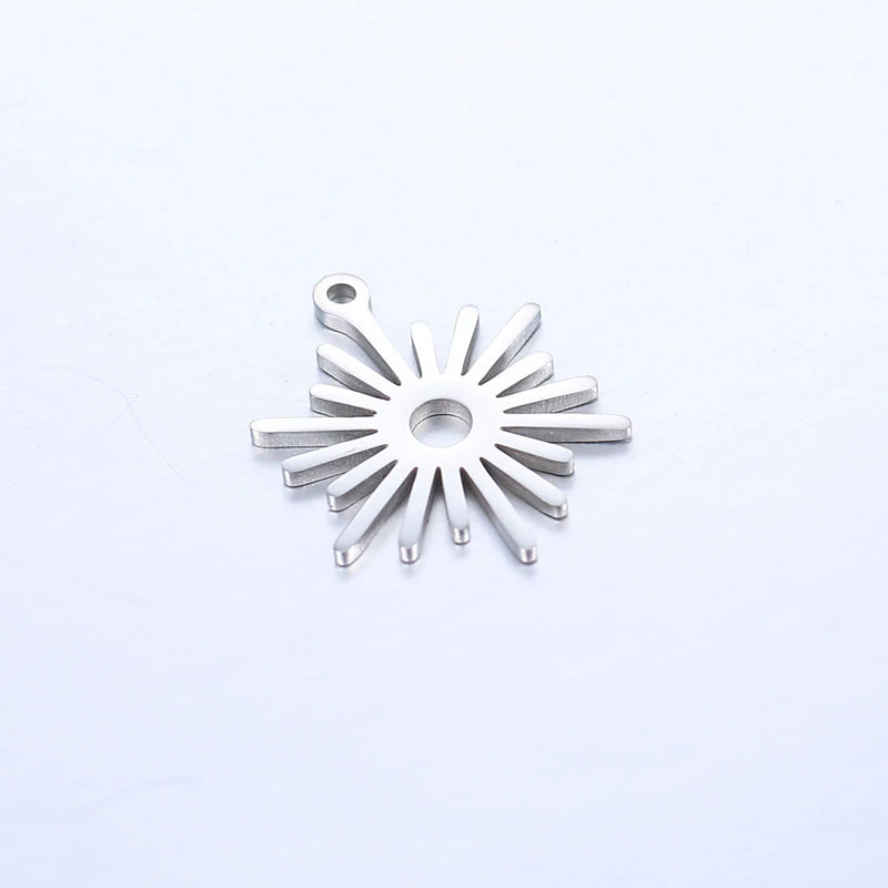 5Pcs Stainless Steel Sun Charms Celestial Flare Pendant DIY Jewelry Making