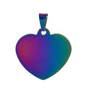 5Pcs Stainless Steel Heart Dog Tags Pendant ID Necklace Unisex Jewelry