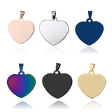 5Pcs Stainless Steel Heart Dog Tags Pendant ID Necklace Unisex Jewelry