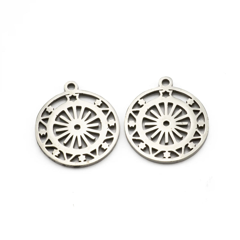 5Pcs Stainless Steel Sun Star Charms for Jewelry Making