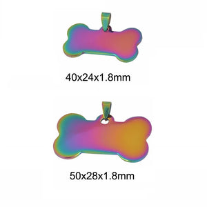 5Pcs Stainless Steel Men's Military Army Pendant ID Tags Bone Necklace