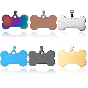 5Pcs Stainless Steel Men's Military Army Pendant ID Tags Bone Necklace