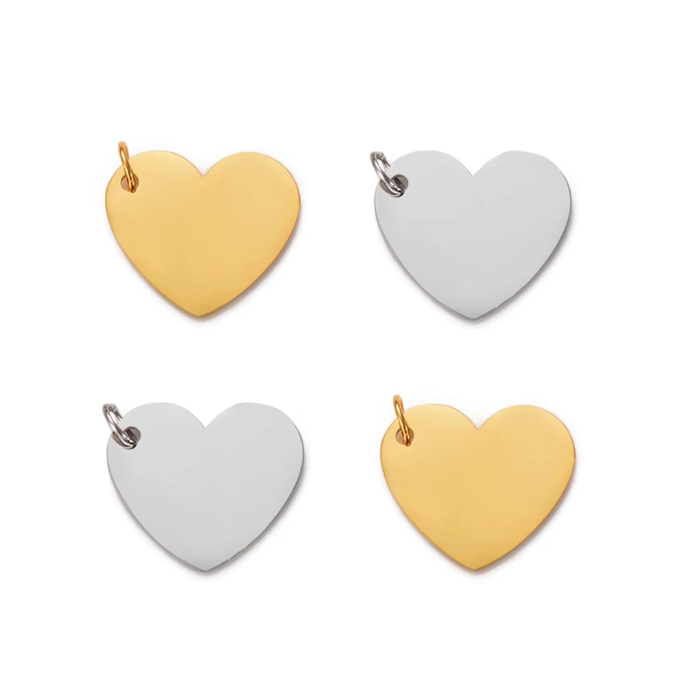 5Pcs Stainless Steel Heart Tag Charm Pendant for Jewelry Making