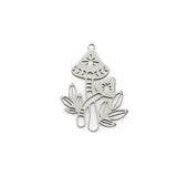 5Pcs Stainless Steel Mushroom Charms Plant Pendants For Diy Earrings