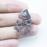 5Pcs Stainless Steel Mushroom Charms Plant Pendants For Diy Earrings