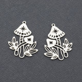 5Pcs Stainless Steel Mushroom Charms Plant Pendants For Diy Earrings
