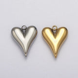 5Pcs Stainless Steel Puffed Heart Charms - DIY Jewelry Making