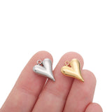 5Pcs Stainless Steel Puffed Heart Charms - DIY Jewelry Making