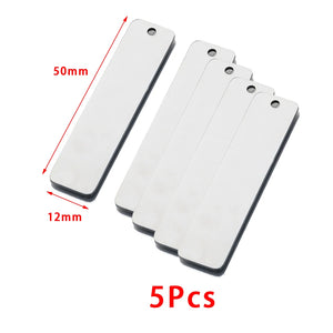 5Pcs Stainless Steel Rectangle Tags Charms 12x50mm DIY Stamping Keychains