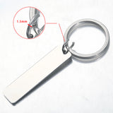 5Pcs Stainless Steel Rectangle Tags Charms 12x50mm DIY Stamping Keychains