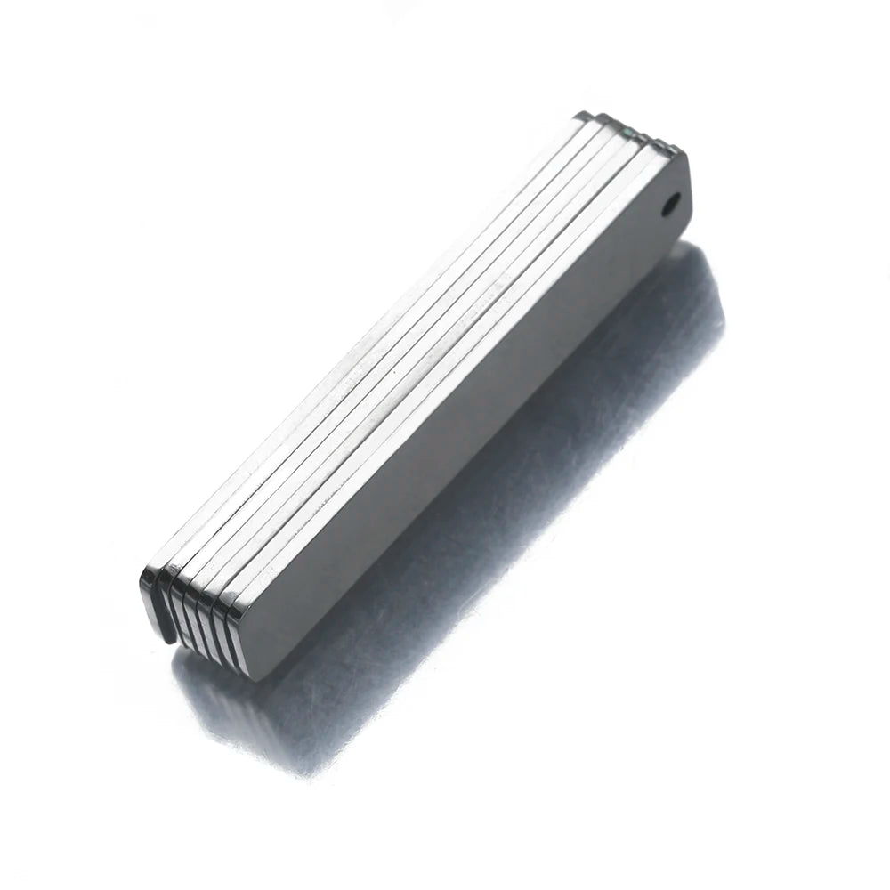 5Pcs Stainless Steel Rectangle Tags Charms 12x50mm DIY Stamping Keychains