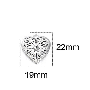5Pcs Stainless Steel Round Heart-shaped Photo Frame Pendant Necklace Charm