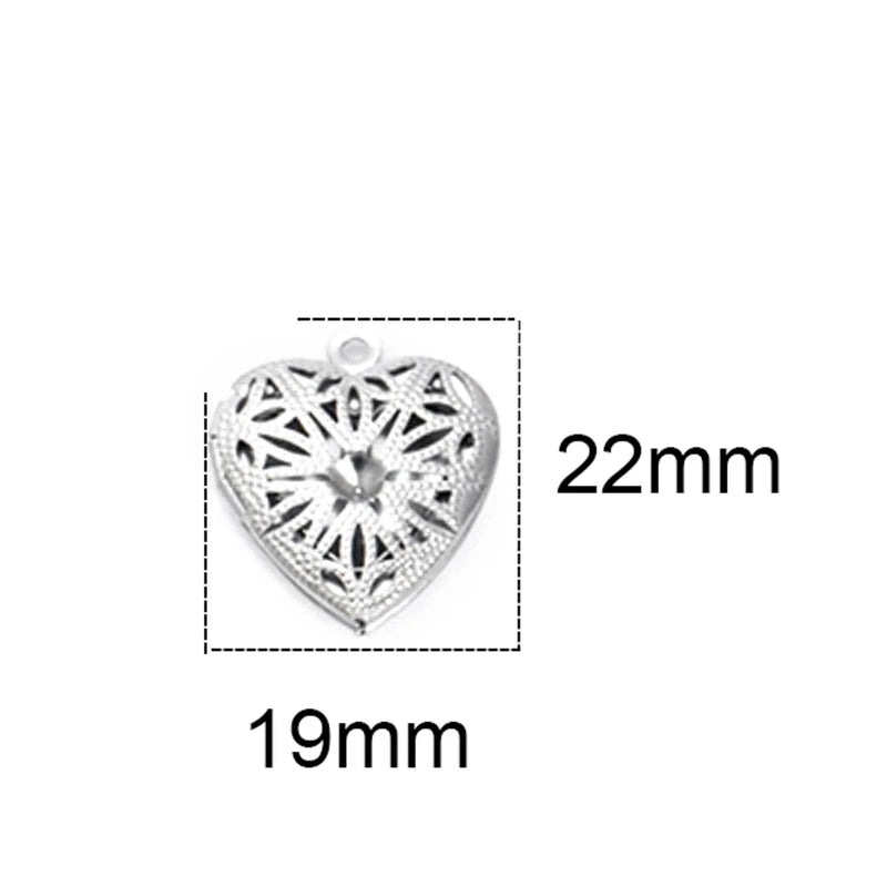 5Pcs Stainless Steel Round Heart-shaped Photo Frame Pendant Necklace Charm