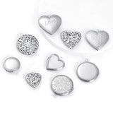 5Pcs Stainless Steel Round Heart-shaped Photo Frame Pendant Necklace Charm