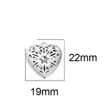 5Pcs Stainless Steel Round Heart-shaped Photo Frame Pendant Necklace Charm