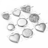 5Pcs Stainless Steel Round Heart-shaped Photo Frame Pendant Necklace Charm